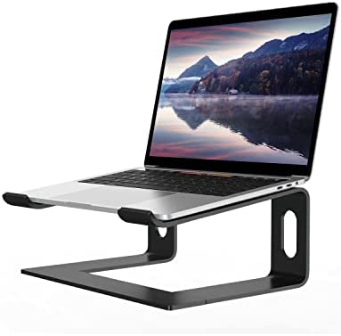 ALASHI Laptop Stand for Desk, Aluminum Computer Riser, Ergonomic Notebook Holder, Detachable Metal Laptops Elevator, PC Cooling Mount Support 10 to 15.6 Inches Notebook, Black