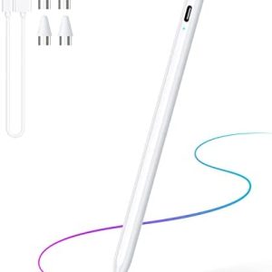 Stylus Pen, Active Stylus Pen Compatible for iOS and Android Touchscreens/Phones, Rechargeable Stylus Pen with Dual Touch Screen, Stylus Pencil for Apple/Android/Samsung Tablet, 16.5CM,White