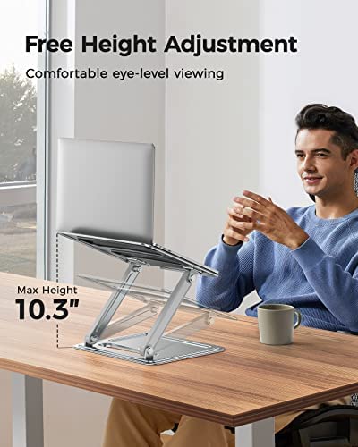 LORYERGO Adjustable Laptop Stand, Portable Laptop Riser for 17.3inch Laptops, Adjustment Laptop Stand for Desk, Portable Laptop Riser Holds Up to 17.6lbs Laptop Riser for Notebook - Sliver - Image 2
