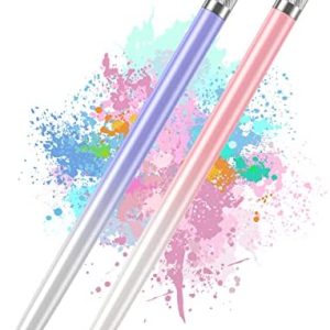 2PCS Stylus Pens for Touch Screens, Stylus Pen for iPhone/iPad/Tablet Android/Microsoft Surface, Compatible with All Touch Screens(White Pink/White Purple)