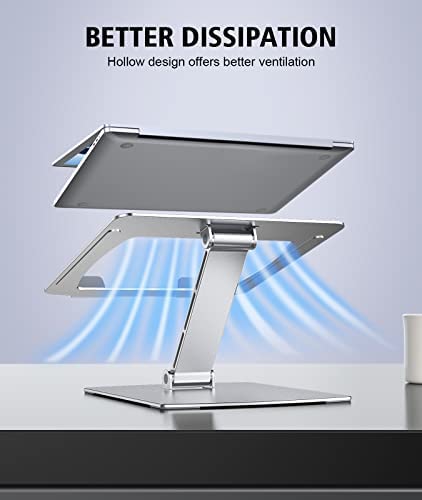 STOON Laptop Stand Adjustable Height, Ergonomic Portable Laptop Holder Riser for Desk, Aluminum Foldable Computer Notebook Stand Compatible with MacBook Air Pro, Dell XPS, HP (10-16") - Silver - Image 7