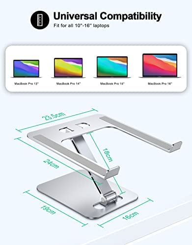 RIWUCT Foldable Laptop Stand, Height Adjustable Ergonomic Computer Stand for Desk, Ventilated Aluminum Portable Laptop Riser Holder Mount Compatible with MacBook Pro Air, All Notebooks 10-16" - Image 5