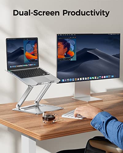 LORYERGO Adjustable Laptop Stand, Portable Laptop Riser for 17.3inch Laptops, Adjustment Laptop Stand for Desk, Portable Laptop Riser Holds Up to 17.6lbs Laptop Riser for Notebook - Sliver - Image 7