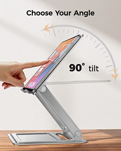 LORYERGO Adjustable Laptop Stand, Portable Laptop Riser for 17.3inch Laptops, Adjustment Laptop Stand for Desk, Portable Laptop Riser Holds Up to 17.6lbs Laptop Riser for Notebook - Sliver - Image 3