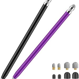 Stylus Pens for Touch Screens,Granabol Sensitivity Capacitive Stylus 4 in 1 Touch Screen Pen with 8 Extra Replaceable Tips for iPhone iPad Tablets All Universal Touch Devices(2Pcs) (Black+Purple)