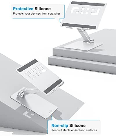 OMOTON Adjustable Laptop Stand for Desk, Ergonomic Computer Stand, Portable Laptop Riser for Standing Height up to 20" Compatible with MacBook Air/Pro, Dell and All Laptops 10-17 inch, Silver - Image 6