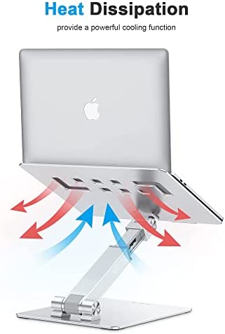 OMOTON Adjustable Laptop Stand for Desk, Ergonomic Computer Stand, Portable Laptop Riser for Standing Height up to 20" Compatible with MacBook Air/Pro, Dell and All Laptops 10-17 inch, Silver - Image 8