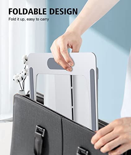 STOON Laptop Stand Adjustable Height, Ergonomic Portable Laptop Holder Riser for Desk, Aluminum Foldable Computer Notebook Stand Compatible with MacBook Air Pro, Dell XPS, HP (10-16") - Silver - Image 4