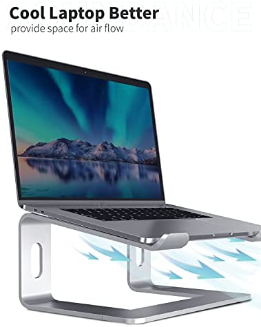 SOUNDANCE Laptop Stand, Aluminum Computer Riser, Ergonomic Laptops Elevator for Desk, Metal Holder Compatible with 10 to 15.6 Inches Notebook Computer, Silver - Image 4