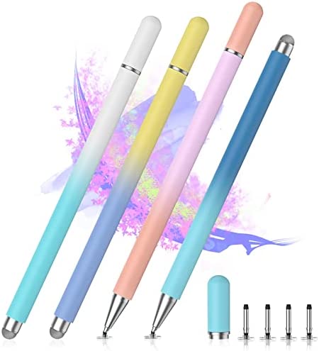 Stylus Pens for Touch Screens, 2 in 1 Sensitivity & Precision Stylus Pen for iPad, Stylus Pencil Compatible with iPhone, Apple iPad, Android, Tablets and All Universal Touch Screen (4 Pack)