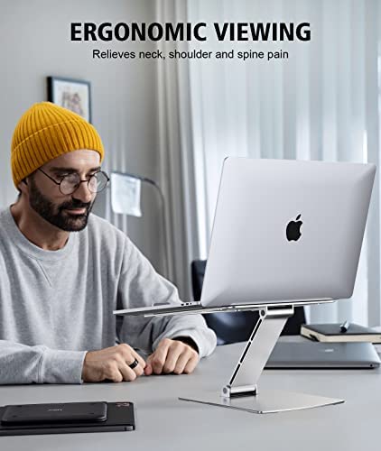 STOON Laptop Stand Adjustable Height, Ergonomic Portable Laptop Holder Riser for Desk, Aluminum Foldable Computer Notebook Stand Compatible with MacBook Air Pro, Dell XPS, HP (10-16") - Silver - Image 5