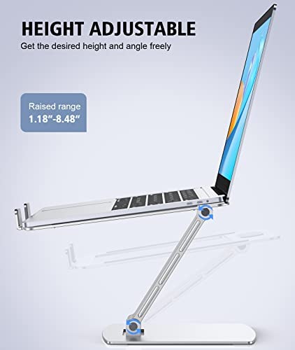 STOON Laptop Stand Adjustable Height, Ergonomic Portable Laptop Holder Riser for Desk, Aluminum Foldable Computer Notebook Stand Compatible with MacBook Air Pro, Dell XPS, HP (10-16") - Silver - Image 2